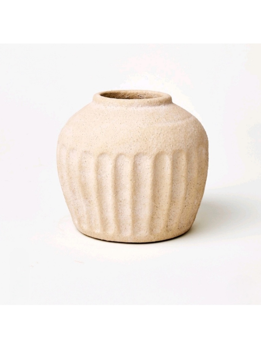 Studio McGee Short Carved Ribbed Ceramic Vase